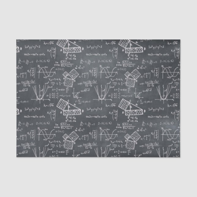 Math Physics on Blackboard Geegy Gift for Teacher Tissue Paper (Front)