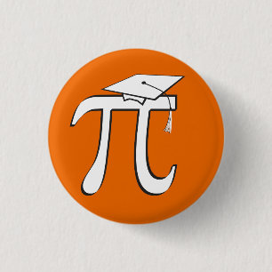 Math Pi Graduate © - Orange and White 3 Cm Round Badge