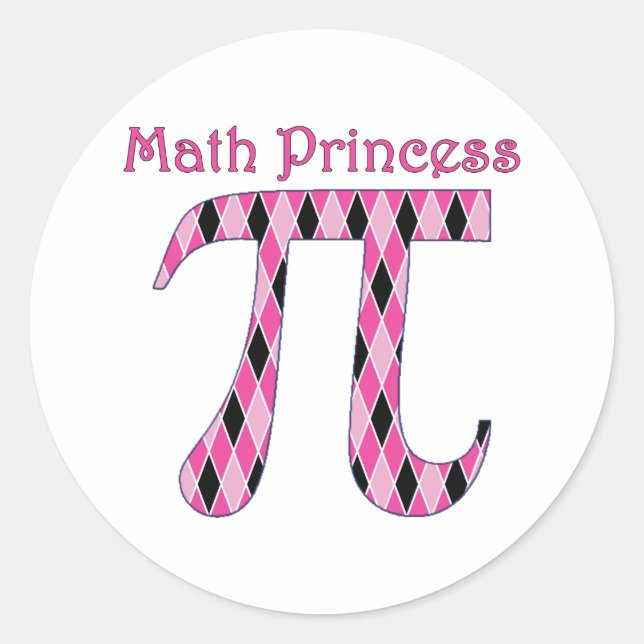 Math Princess Pink and Black.png Classic Round Sticker (Front)