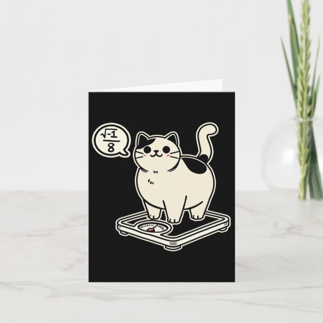 Math Pun Cat i Overate I Over 8 Funny Math Teacher Card (Front)