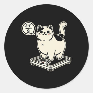 Math Pun Cat i Overate I Over 8 Funny Math Teacher Classic Round Sticker