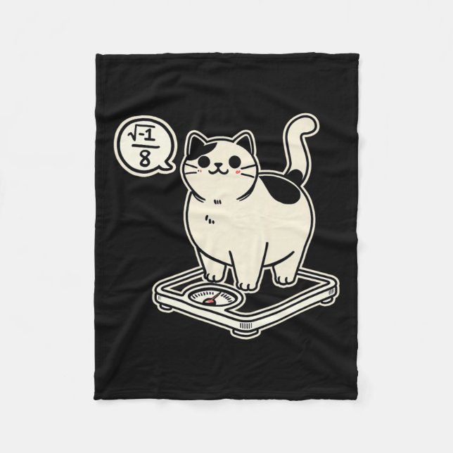 Math Pun Cat i Overate I Over 8 Funny Math Teacher Fleece Blanket (Front)