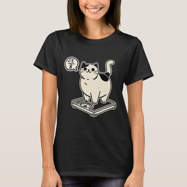 Math Pun Cat i Overate I Over 8 Funny Math Teacher T-Shirt (Front)