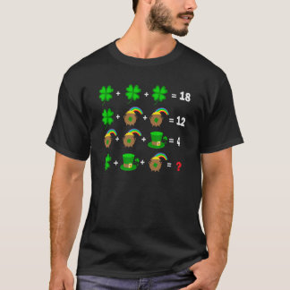 Math Puzzle Clover and Friends Math Teacher St Pat T-Shirt