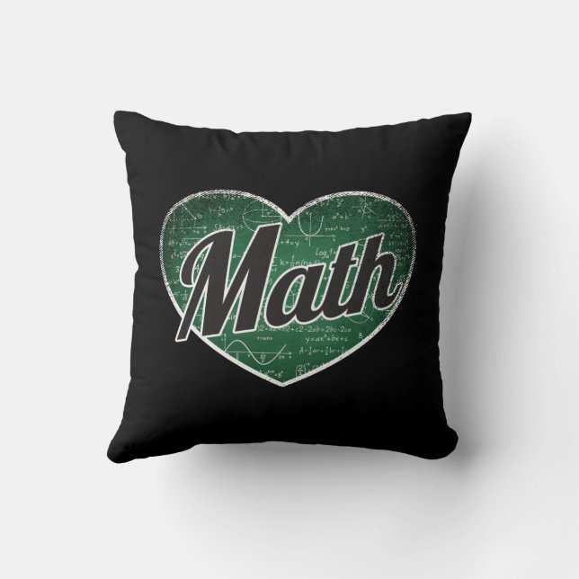 Math Retro Heart Blackboard Love Cushion (Back)