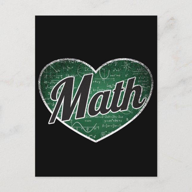 Math Retro Heart Blackboard Love Postcard (Front)