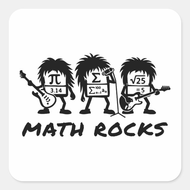 Math Rocks Academic Rock Band Humor Square Sticker (Front)