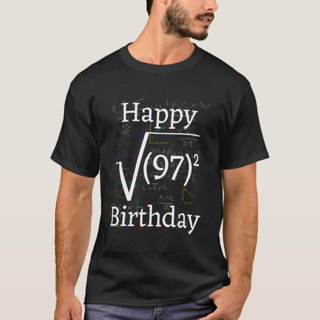 Math Root Square Happy 97th Birthday Celebration T-Shirt (Front)