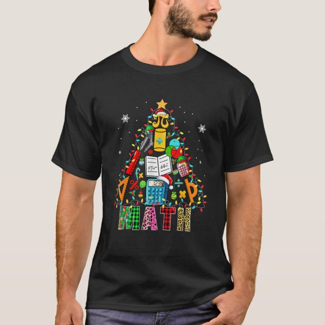 Math Santa Elf Teaching Tools As Christmas Tree Co T-Shirt (Front)