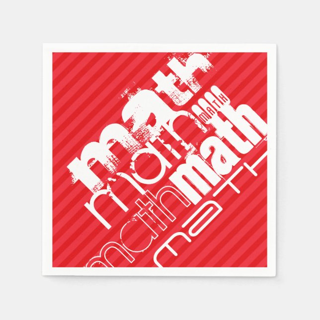 Math; Scarlet Red Stripes Napkin (Front)