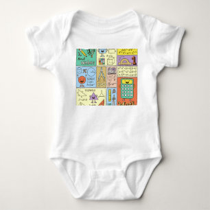 Math science, colourful vintage banners. baby bodysuit