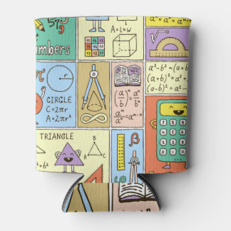 Math science, colourful vintage banners. can cooler