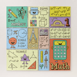 Math science, colourful vintage banners. jigsaw puzzle