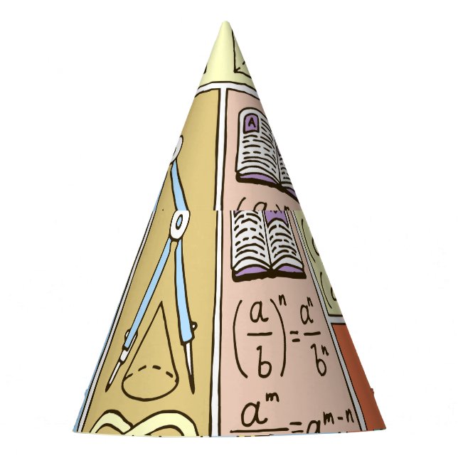 Math science, colourful vintage banners. party hat (Front)
