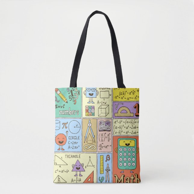 Math science, colourful vintage banners. tote bag (Front)