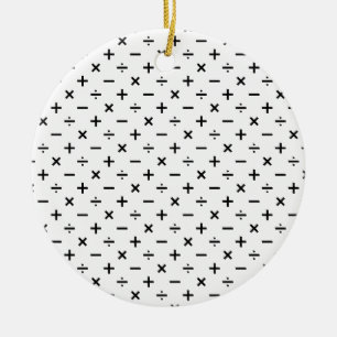 Math Symbols - Black and White Ceramic Tree Decoration