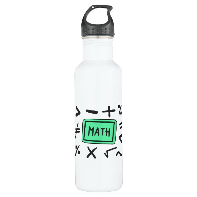 Math symbols for Students and Parents 710 Ml Water Bottle (Front)
