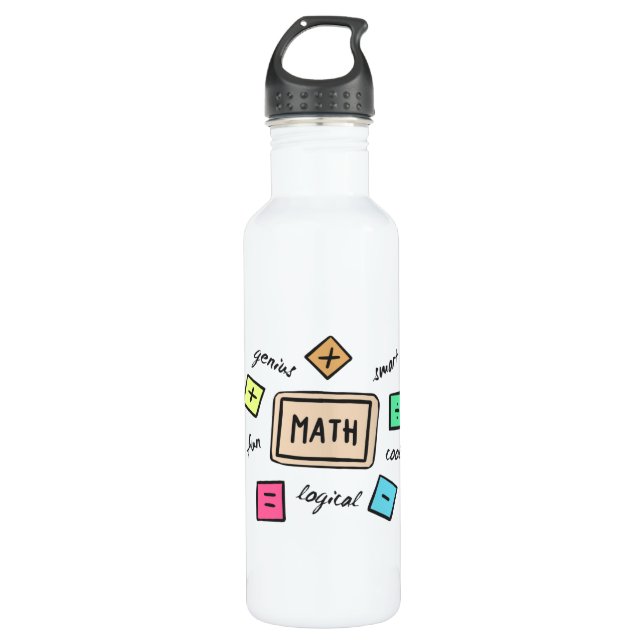 Math symbols for Students and Parents 710 Ml Water Bottle (Front)