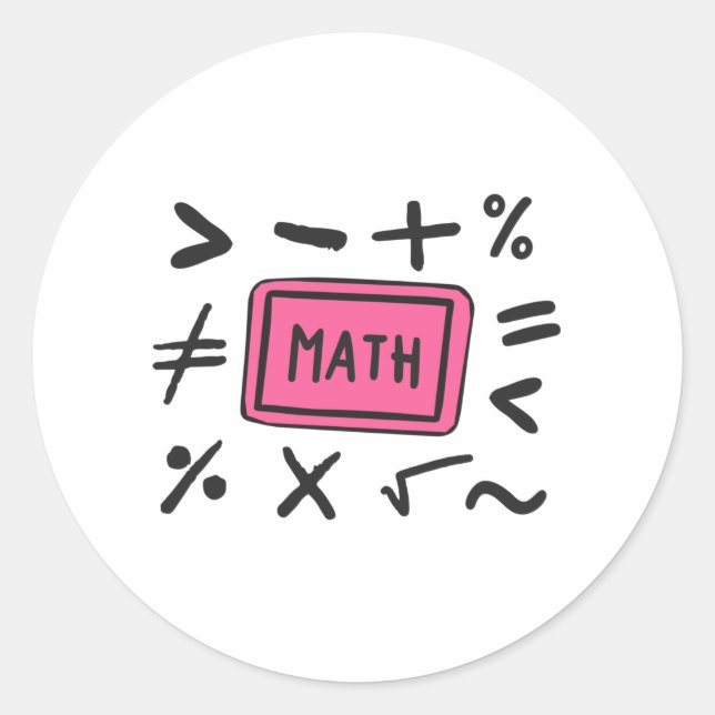 Math symbols for Students and Parents Classic Round Sticker (Front)