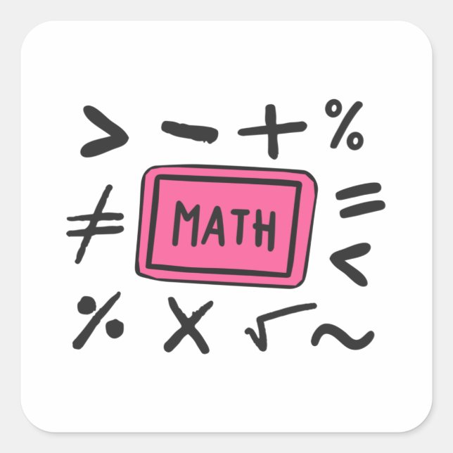 Math symbols for Students and Parents Square Sticker (Front)