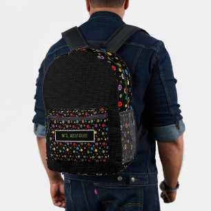 Math Symbols in Colourful Circles Pattern Printed Backpack