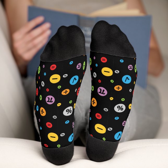 Math Symbols in Colourful Circles Pattern Socks (Bottom)