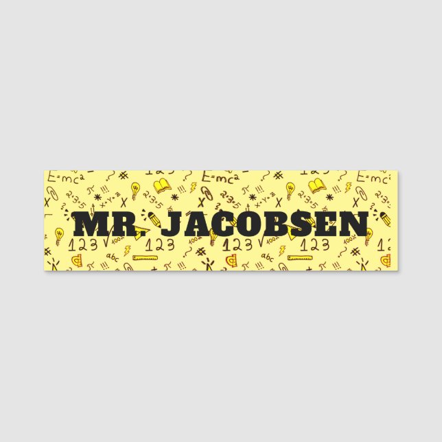 Math Symbols Teacher Name Tag (Front)