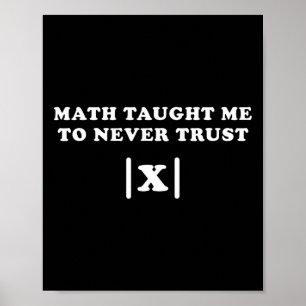Math Taught Me Never To Trust X Funny Math Teacher Poster