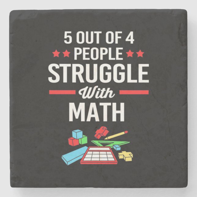 Math Teacher 5 Out Of 4 People Stone Coaster (Front)