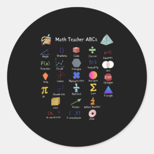 Math Teacher Abcs Alphabet Educational Teacher Mat Classic Round Sticker