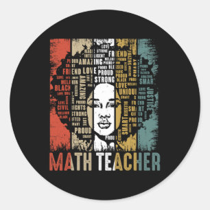 Math Teacher Afro African American Women Black His Classic Round Sticker