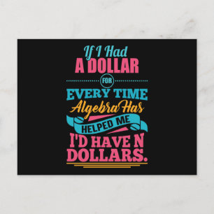 Math Teacher Algebra Pun N Dollars Postcards