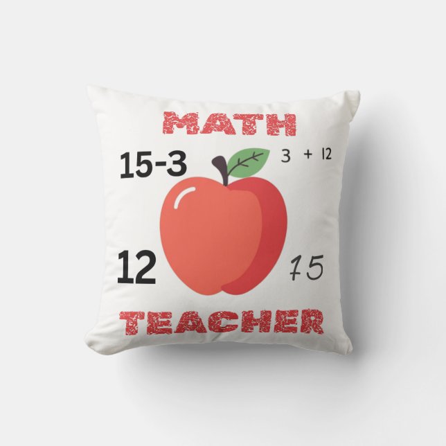 Math teacher apple design funny math teacher shirt cushion (Front)