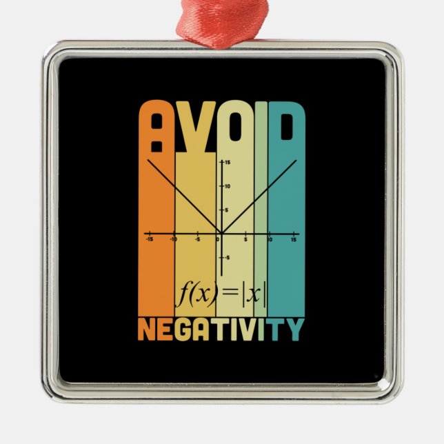 Math Teacher Avoid Negativity Metal Ornament (Front)