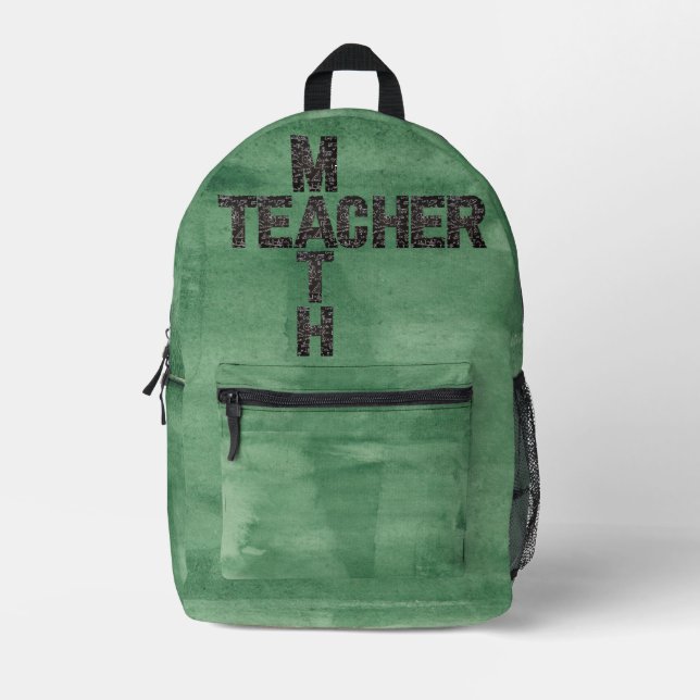 Math Teacher Back to School Chalkboard Backpack (Front)