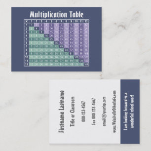 Math Teacher Back To School Contact Information Business Card