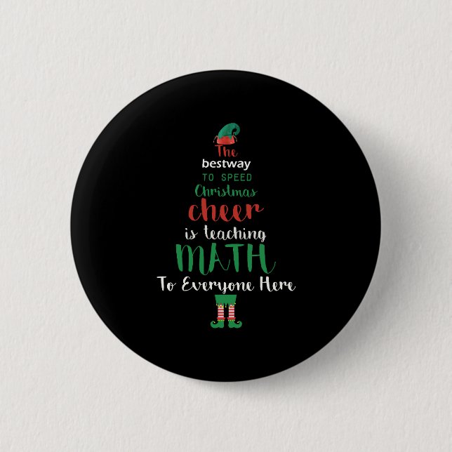 Math Teacher Christmas Elf Gift design 6 Cm Round Badge (Front)