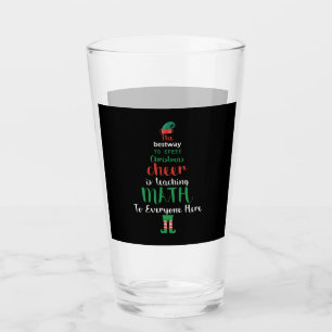 Math Teacher Christmas Elf Gift design Glass
