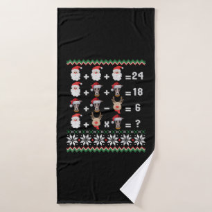 Math Teacher Christmas GREYHOUND Bath Towel