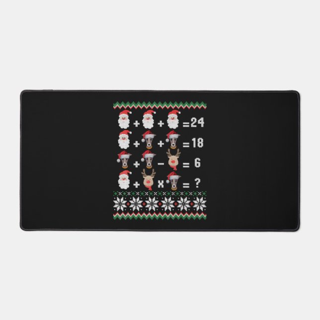 Math Teacher Christmas GREYHOUND Desk Mat (Front)