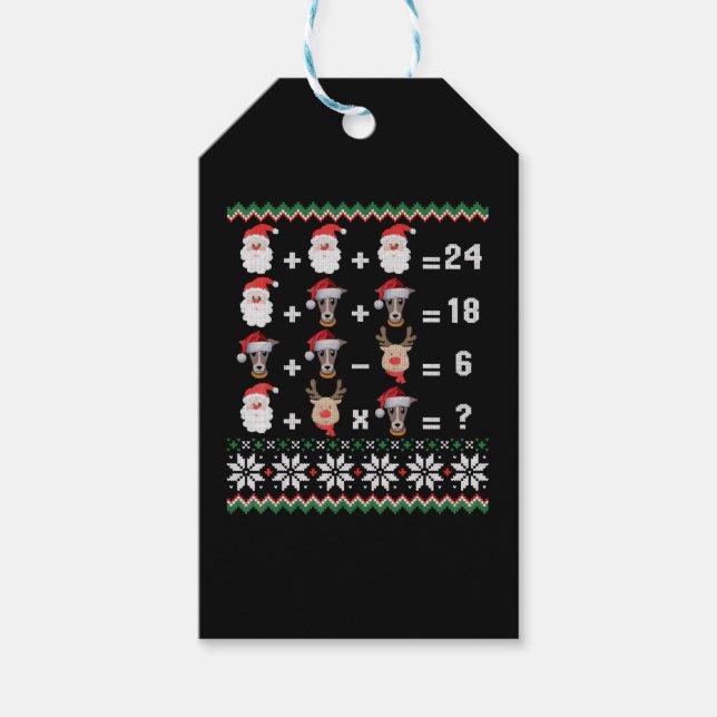 Math Teacher Christmas GREYHOUND Gift Tags (Front)