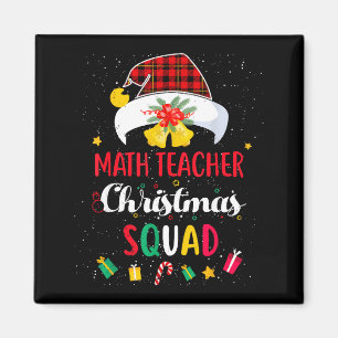 Math Teacher Christmas Squad Santa Hat Mathematics Magnet