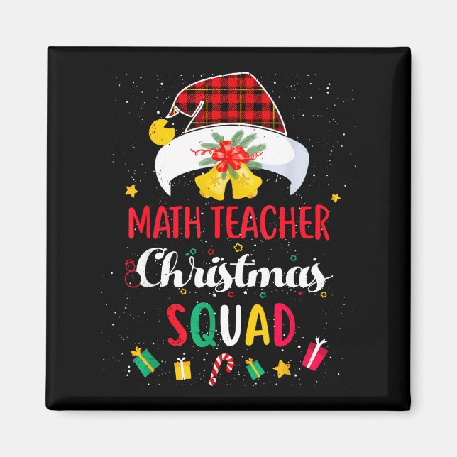 Math Teacher Christmas Squad Santa Hat Mathematics Magnet (Front)