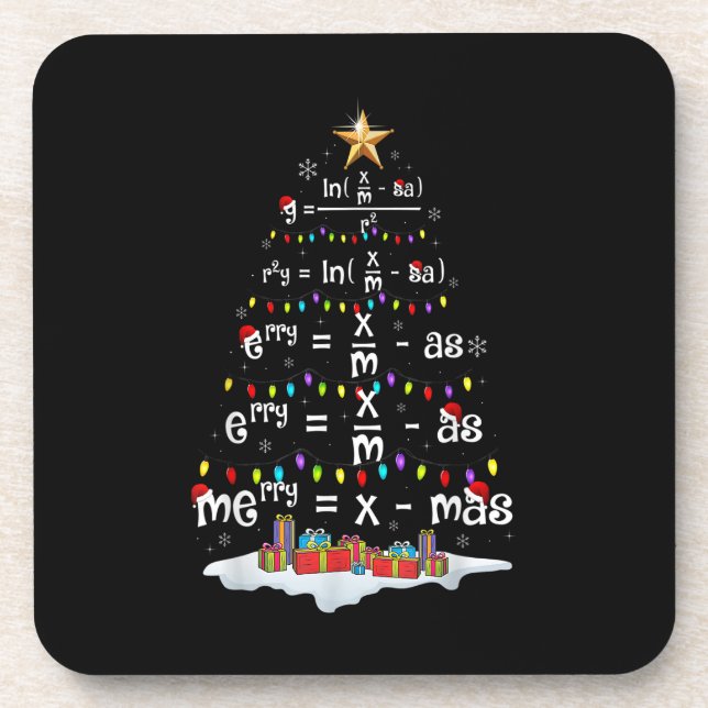 Math Teacher Christmas Tree Funny Christmas Math F Coaster (Front)