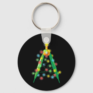 Math Teacher Comp Christmas Tree Lights School Geo Key Ring