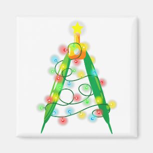 Math Teacher Comp Christmas Tree Lights School Geo Magnet