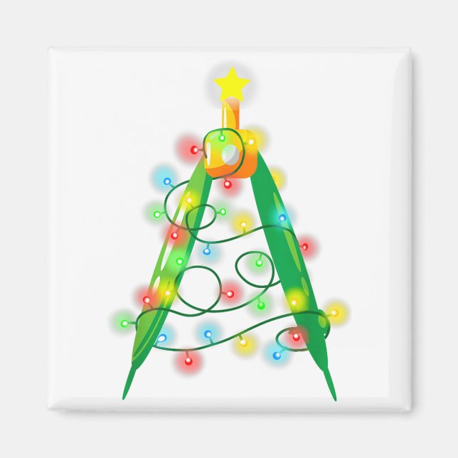 Math Teacher Comp Christmas Tree Lights School Geo Magnet (Front)