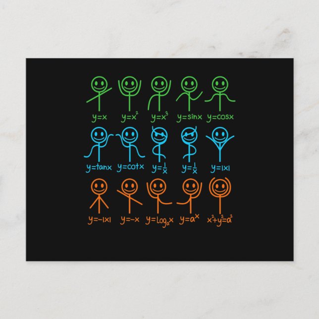 Math Teacher Dance Equation Mathematic Maths Postcard (Front)