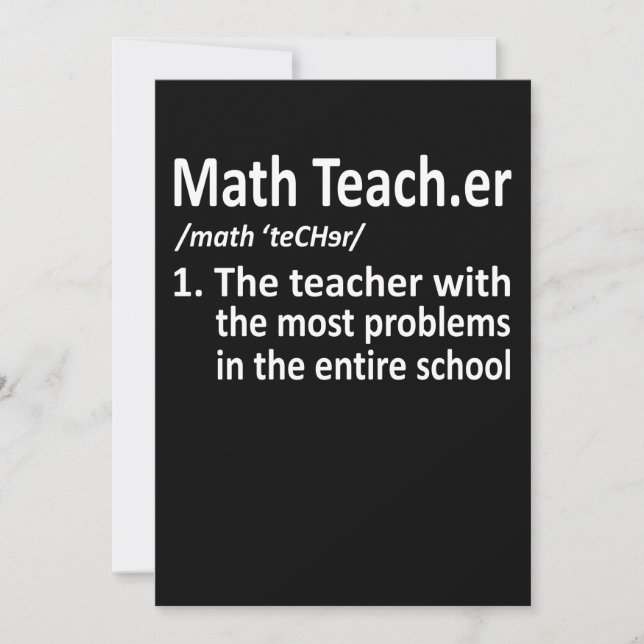 Math Teacher Definition Mathematics Maths Student Thank You Card (Front)