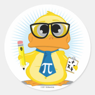 Math Teacher Duck Classic Round Sticker